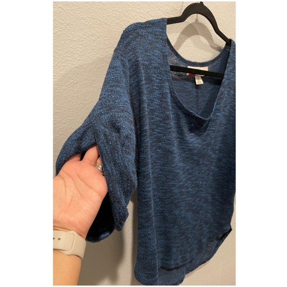 FREE PEOPLE BEACH Blue Rolled Sleeve Boho Blouse - Picture 5 of 7